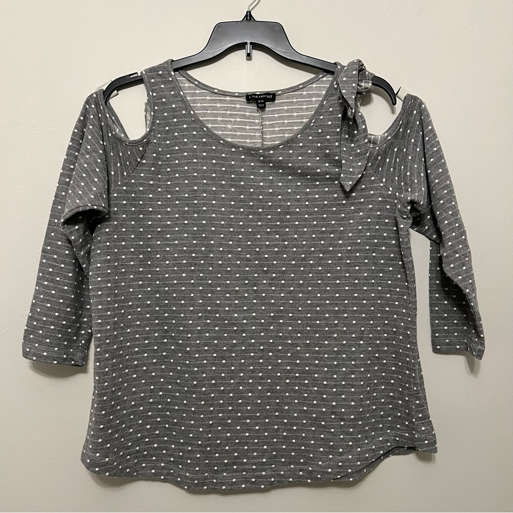 Lane Bryant Women's Plus Size‎ 18/20 Gray Polka Dot Cold Shoulder Sweater